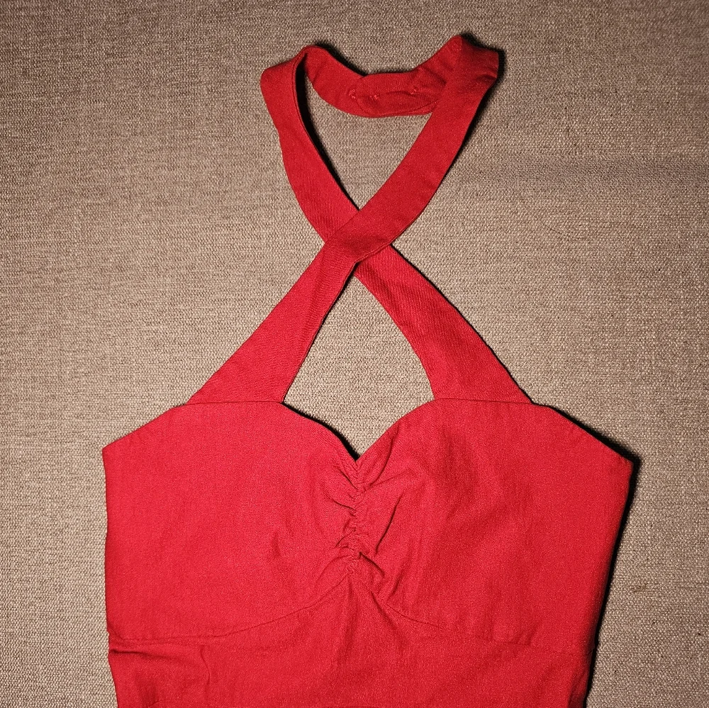 RockSteady Vibrant Red Backless Dress - Picture 3 of 6